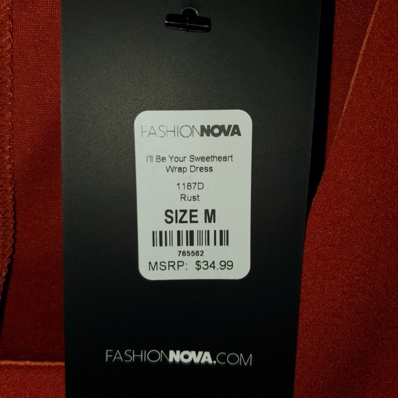 FN Rust Faux Wrap Ruffle Mini Dress sz S - Picture 7 of 7